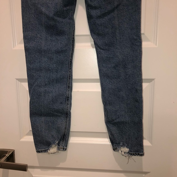 Agolde Blue Denim Nico High Rise Skinny Jeans Raw Distressed Hem sz 27 - Picture 7 of 9